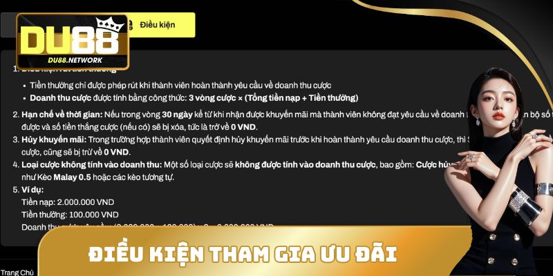 Tặng Thưởng Thành Viên Mới DU88 - Nhận Ngay 100k Về Túi 2 Điều kiện bắt buộc thực hiện khi tham gia chương trình